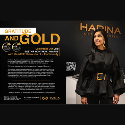 Best of MTL 2023 Gold Award for Best Eye Glass Store in Montreal.