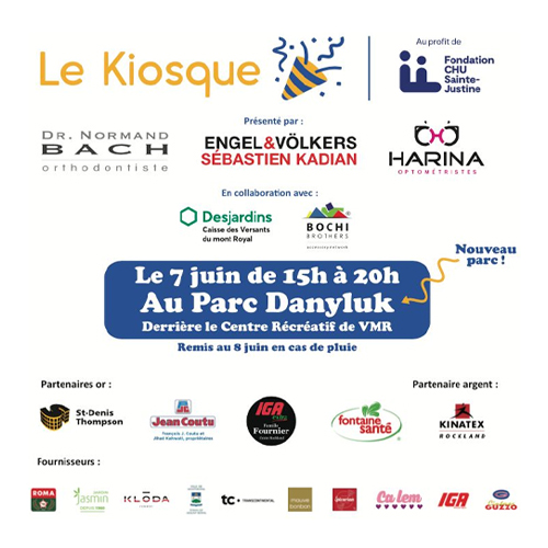 HARINA Optométristes, a presenting sponsor of Le Kiosque 2024 for the CHU Sainte-Justine Foundation.