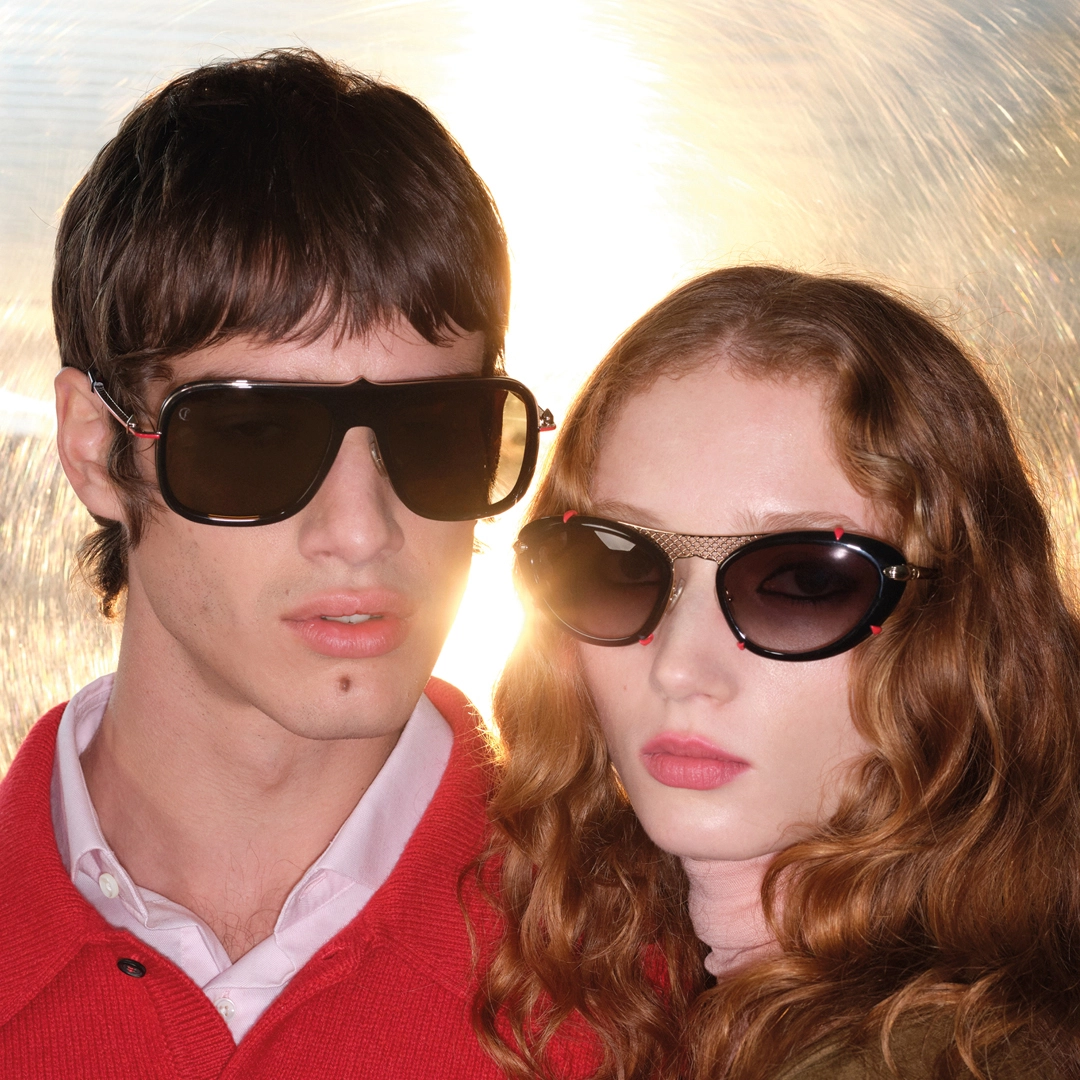 Daring and glamorous Christian Louboutin eyewear with signature bold accents.