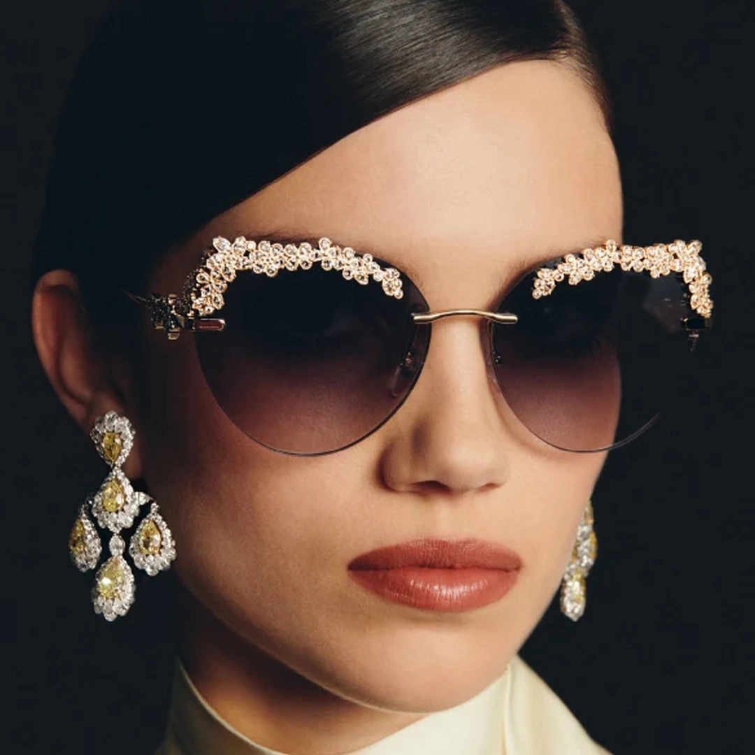 Luxurious Chopard eyeglasses with jewel-like detailing, offered at our Mount Royal boutique.